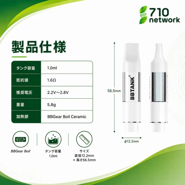 BBTANK ポストレスアトマイザー｜1.0ml 510スレッド セラミック
