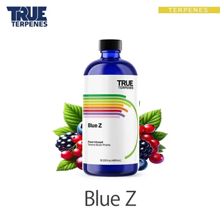 TRUE TERPENES Blue Z（ブルーZ）Flavor Infused Strains テルペンのボトルと商品名