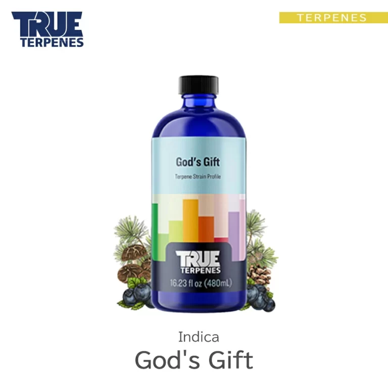 TRUE TERPENES God's Gift（ゴッズギフト）Classic Strains テルペンのボトルと商品名