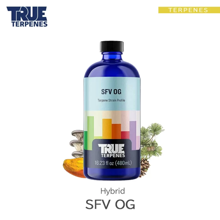 TRUE TERPENES SFV OG（SFV OG）Classic Strains テルペンのボトルと商品名