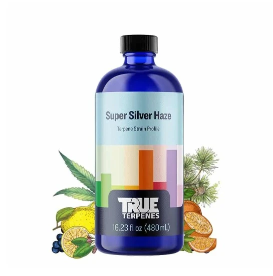 TRUE TERPENES Super Silver Haze（スーパーシルバーヘイズ）Classic Strains テルペンのボトルと商品名