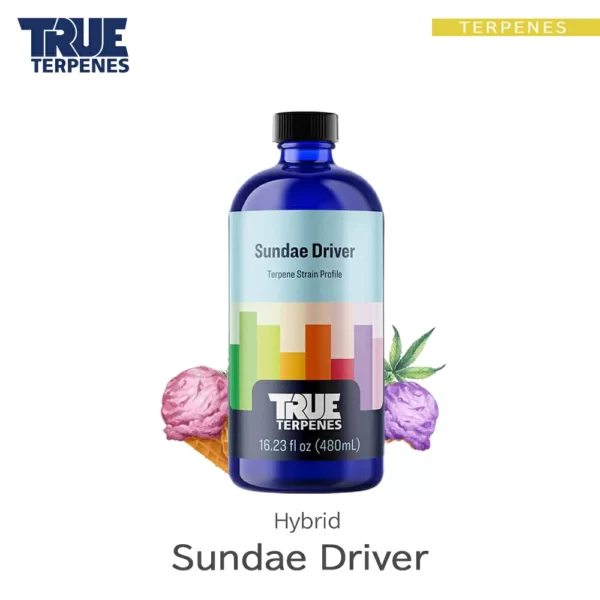 TRUE TERPENES Sundae Driver（サンデードライバー）Classic Strains テルペンのボトルと商品名