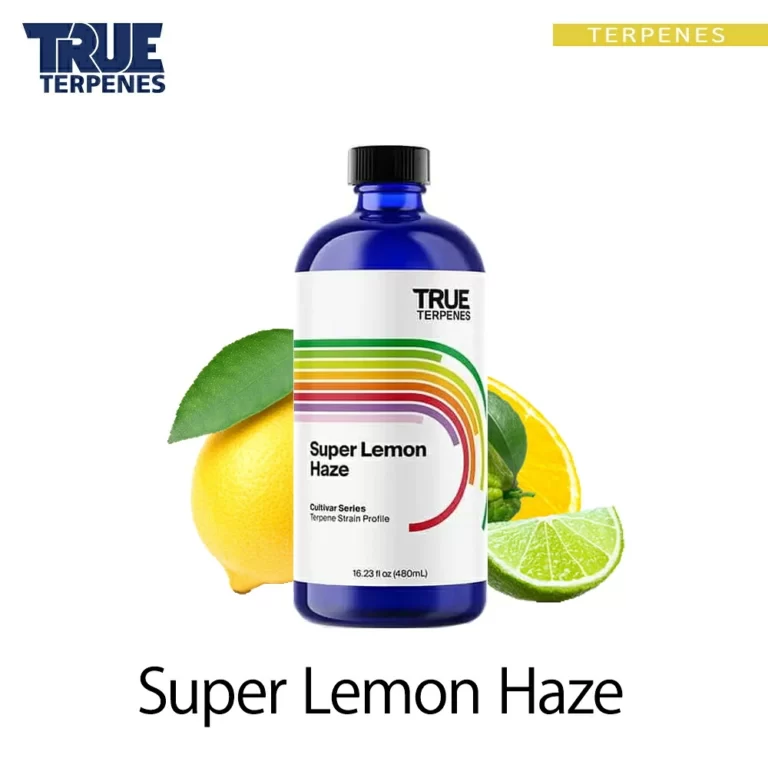 TRUE TERPENES Super Lemon Haze（スーパーレモンヘイズ）Cultivar Series テルペンのボトルと商品名