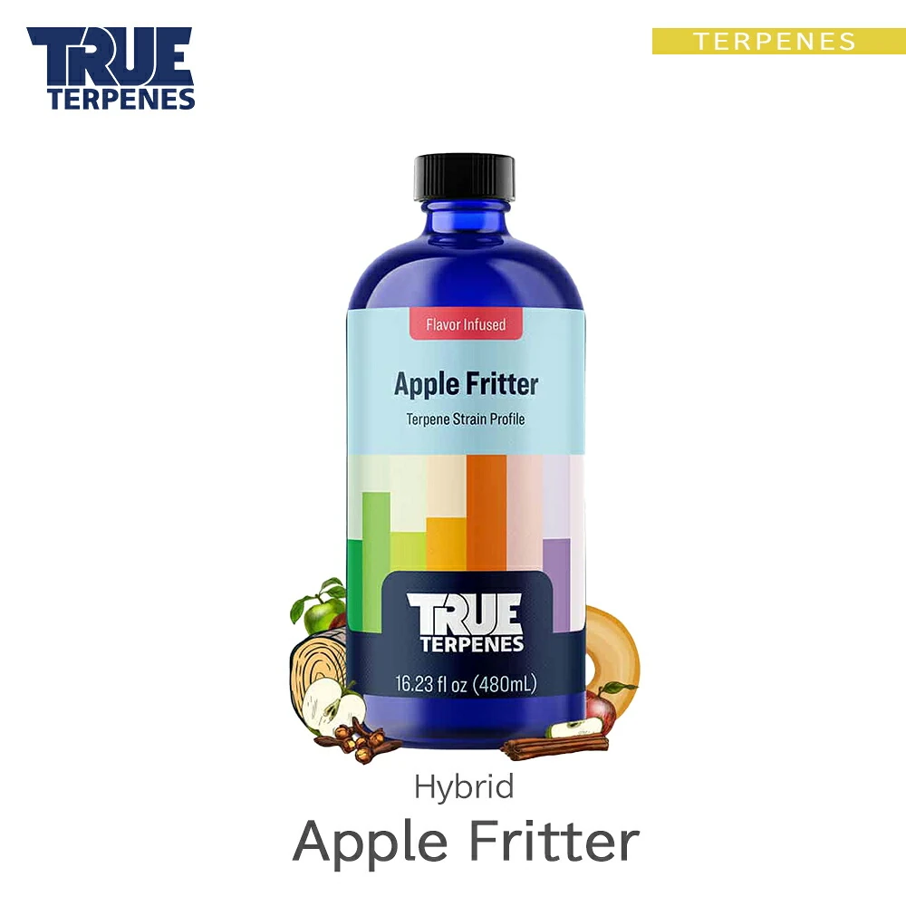 TRUE TERPENES Apple Fritter（アップルフリッター）Flavor Infused Strains テルペンのボトルと商品名