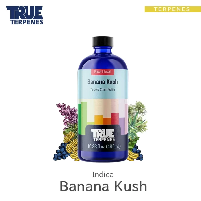 TRUE TERPENES Banana Kush（バナナクッシュ）Flavor Infused Strains テルペンのボトルと商品名