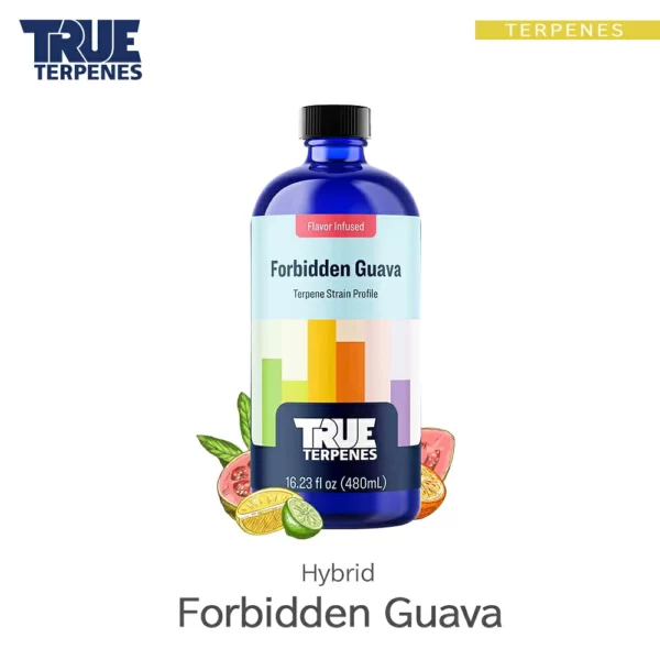 TRUE TERPENES Forbidden Guava（フォービドゥングアバ）Flavor Infused Strains テルペンのボトルと商品名