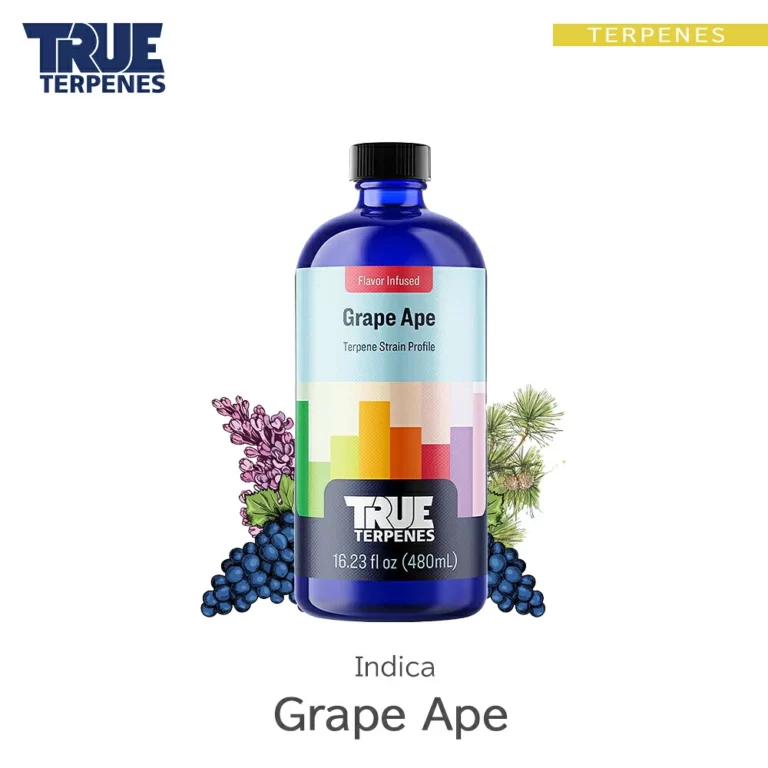 TRUE TERPENES Grape Ape（グレープエイプ）Flavor Infused Strains テルペンのボトルと商品名