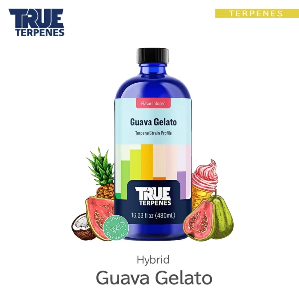 TRUE TERPENES Guava Gelato（グアバジェラート）Flavor Infused Strains テルペンのボトルと商品名