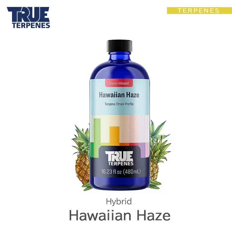 TRUE TERPENES Hawaiian Haze（ハワイアンヘイズ）Flavor Infused Strains テルペンのボトルと商品名