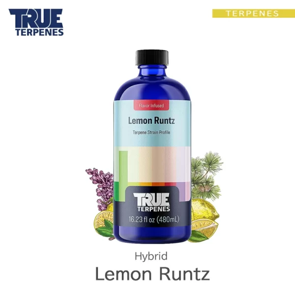 TRUE TERPENES Lemon Runtz（レモンランツ）Flavor Infused Strains テルペンのボトルと商品名