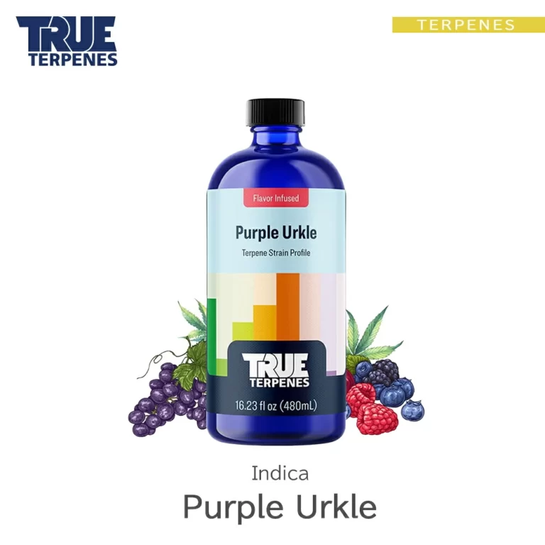 TRUE TERPENES Purple Urkle（パープルアークル）Flavor Infused Strains テルペンのボトルと商品名