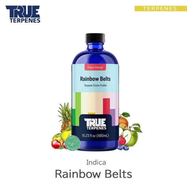 TRUE TERPENES Rainbow Belts（レインボーベルツ）Flavor Infused Strains テルペンのボトルと商品名