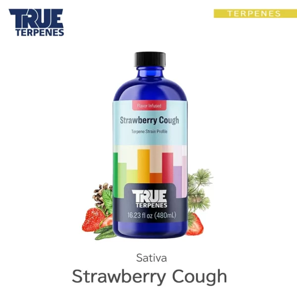 TRUE TERPENES Strawberry Cough（ストロベリーコフ）Flavor Infused Strains テルペンのボトルと商品名