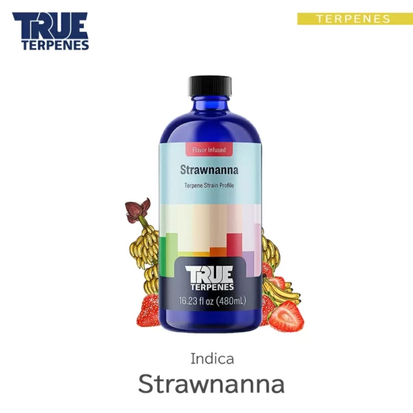TRUE TERPENES Strawnanna（ストローナナ）Flavor Infused Strains テルペンのボトルと商品名