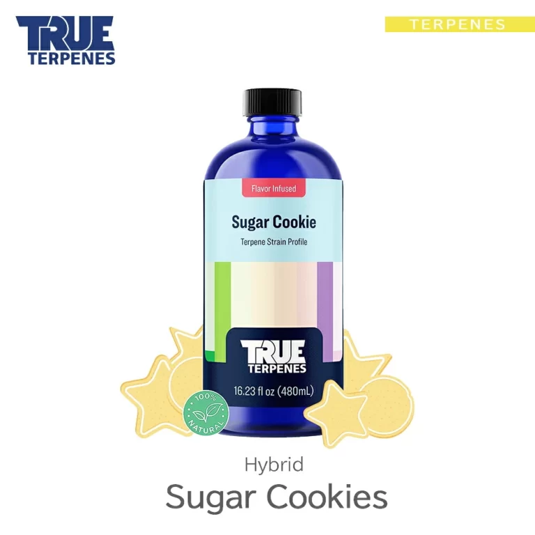 TRUE TERPENES Sugar Cookies（シュガークッキーズ）Flavor Infused Strains テルペンのボトルと商品名