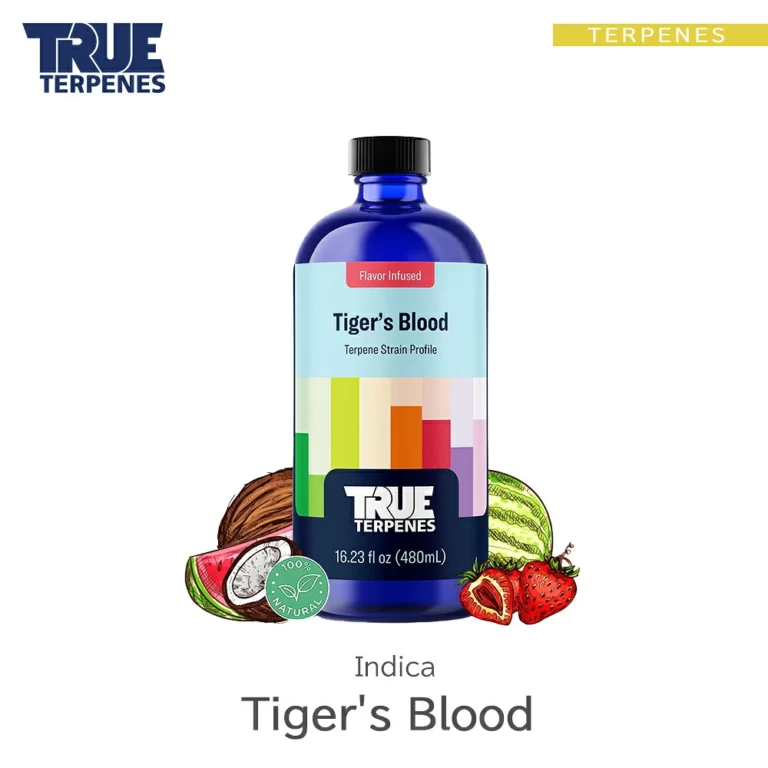 TRUE TERPENES Tiger's Blood（タイガーズブラッド）Flavor Infused Strains テルペンのボトルと商品名