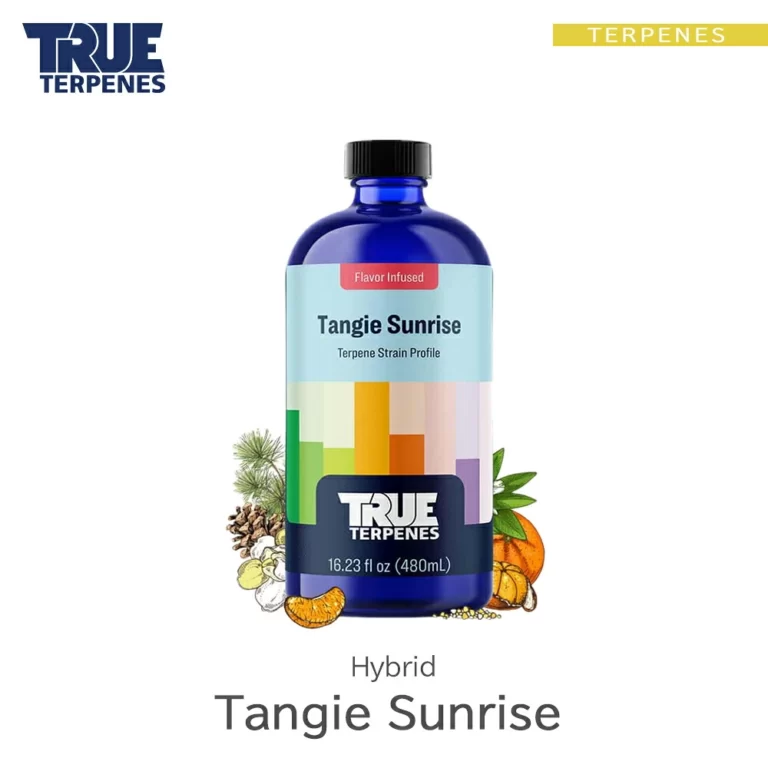 TRUE TERPENES Tangie Sunrise（タンジーサンライズ）Flavor Infused Strains テルペンのボトルと商品名