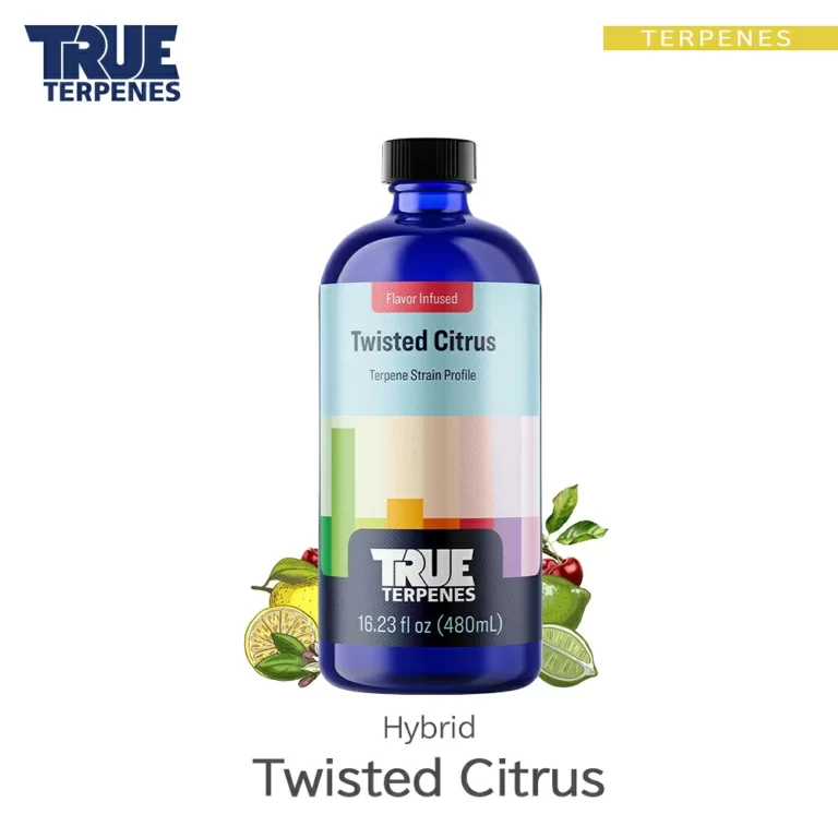 TRUE TERPENES Twisted Citrus（ツイステッドシトラス）Flavor Infused Strains テルペンのボトルと商品名