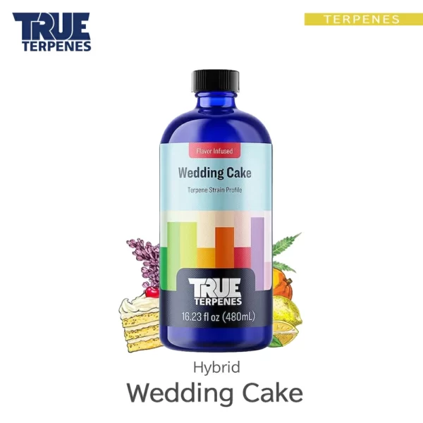 TRUE TERPENES Wedding Cake（ウェディングケーキ）Flavor Infused Strains テルペンのボトルと商品名