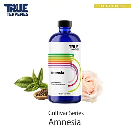 TRUE TERPENES Amnesia（アムネシア）Cultivar Series テルペンのボトルと商品名