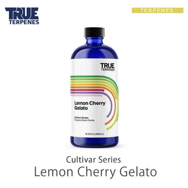 TRUE TERPENES Lemon Cherry Gelato（レモンチェリージェラート）Cultivar Series テルペンのボトルと商品名